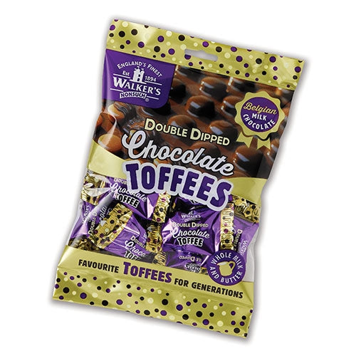 Walkers Double Dipped Toffees Pre-Packed Bags 135g - 12 Count