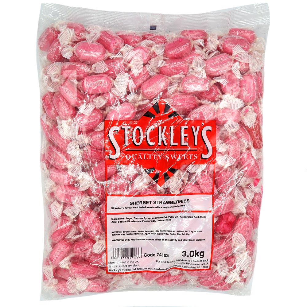 Stockleys Wrapped Sherbet Strawberries - 3kg