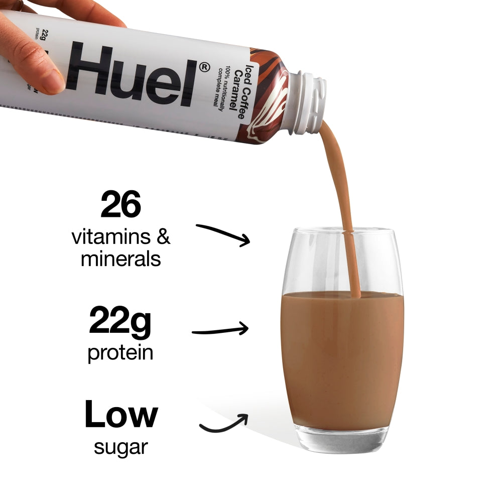 Huel Iced Coffee Caramel Flavour RTD Complete Meal 500ml - 8 Count