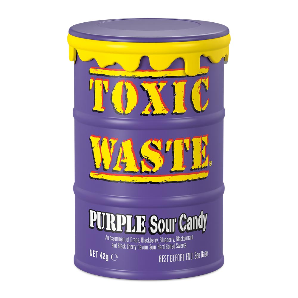 Toxic Waste Purple Sour Candy Drums 42g - 12 Count