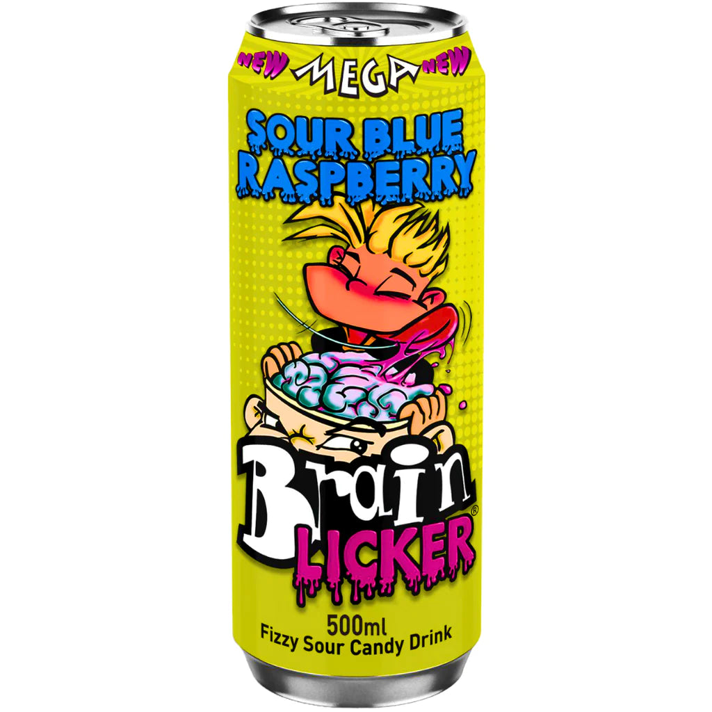 Brain Licker Sour Blue Raspberry Fizzy Candy Drink - 12x500ml