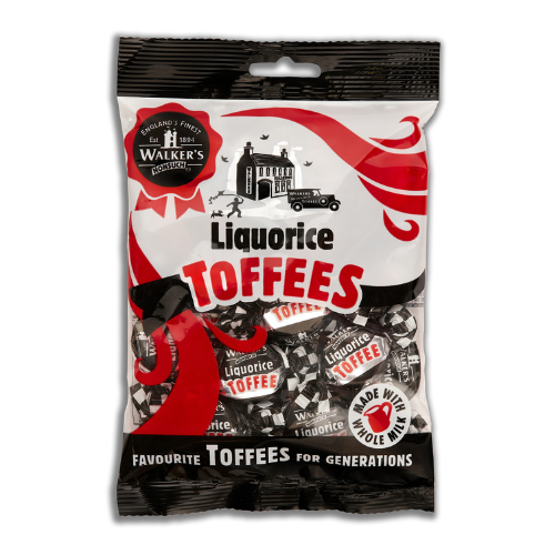 Walkers Liquorice Toffees Pre-Packed Bags 150g - 12 Count