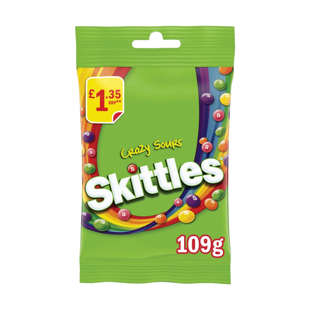 Skittles Crazy Sour 109g Bag PMP £1.35 - 14 Count