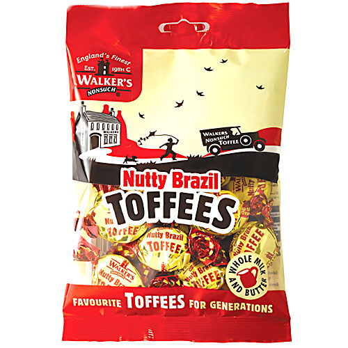 Walkers Nutty Brazil Toffees Pre-Packed Bags 150g - 12 Count