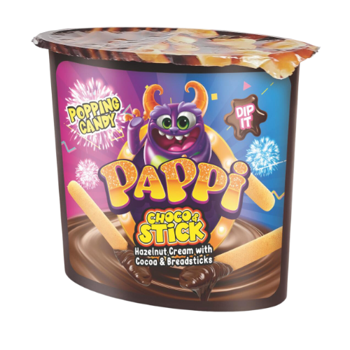 Pappi Chocolate Stick & Popping Candy 55g - 24 Count