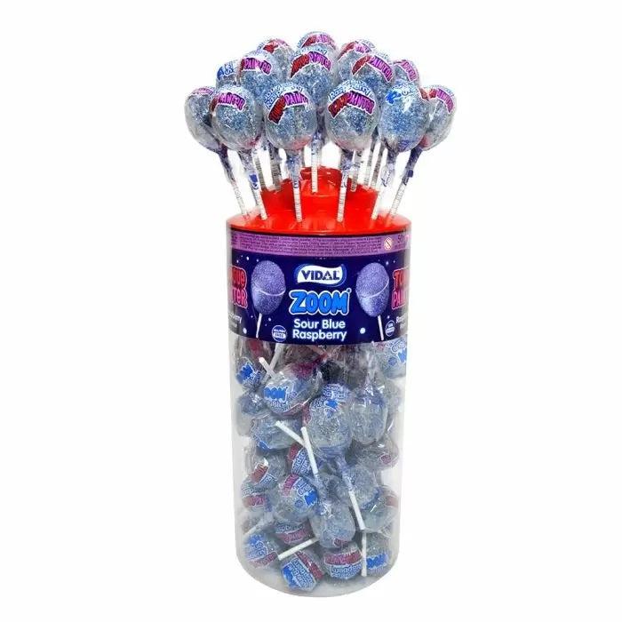 Vidal Zoom Sour Blue Raspberry Lollies - 50 Count