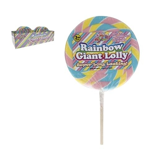 PMS Giant Pastel Rainbow 110g Candy Lollies - 12 Count