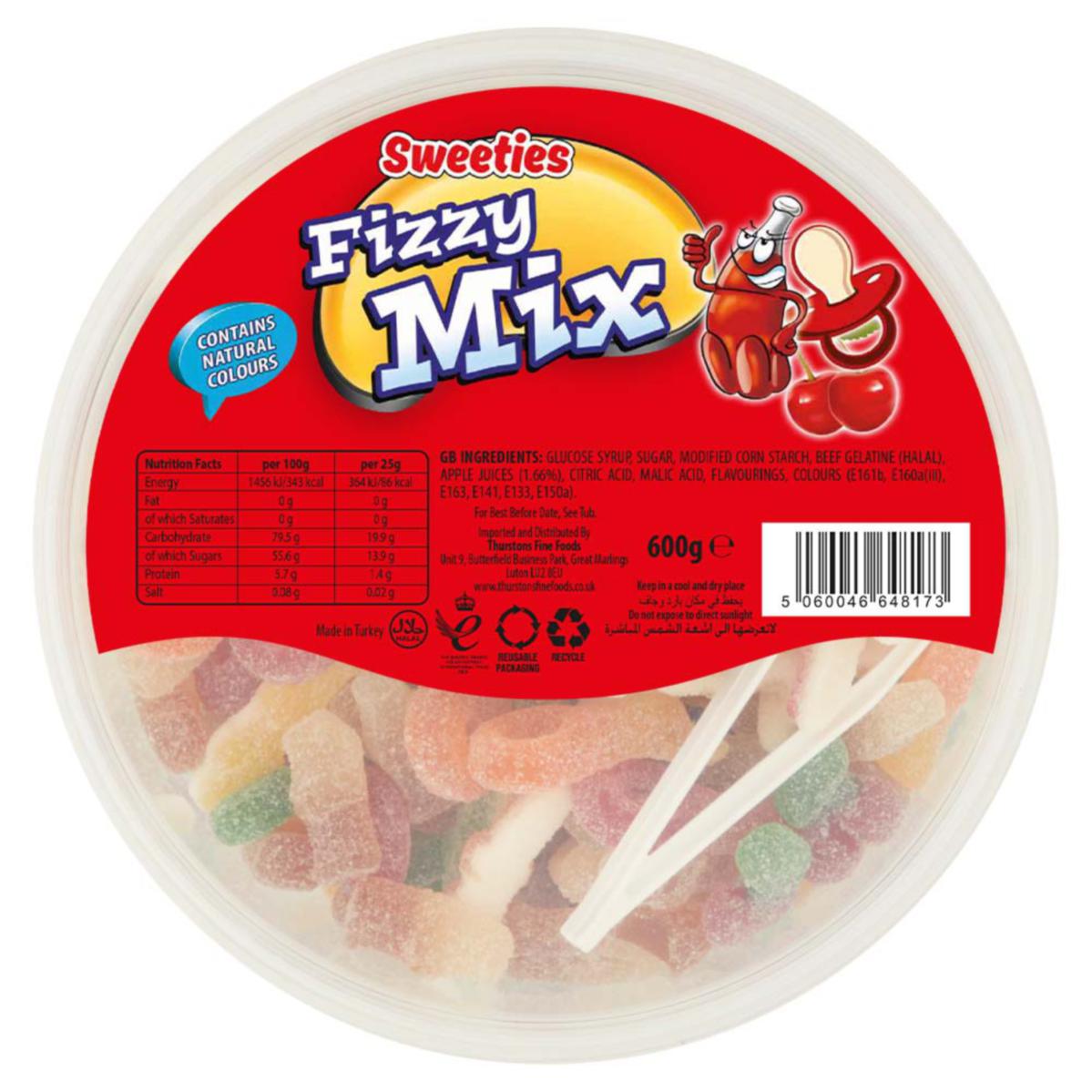 Sweeties Halal Gummy Fizzy Mix Tub 600g - 4 Count