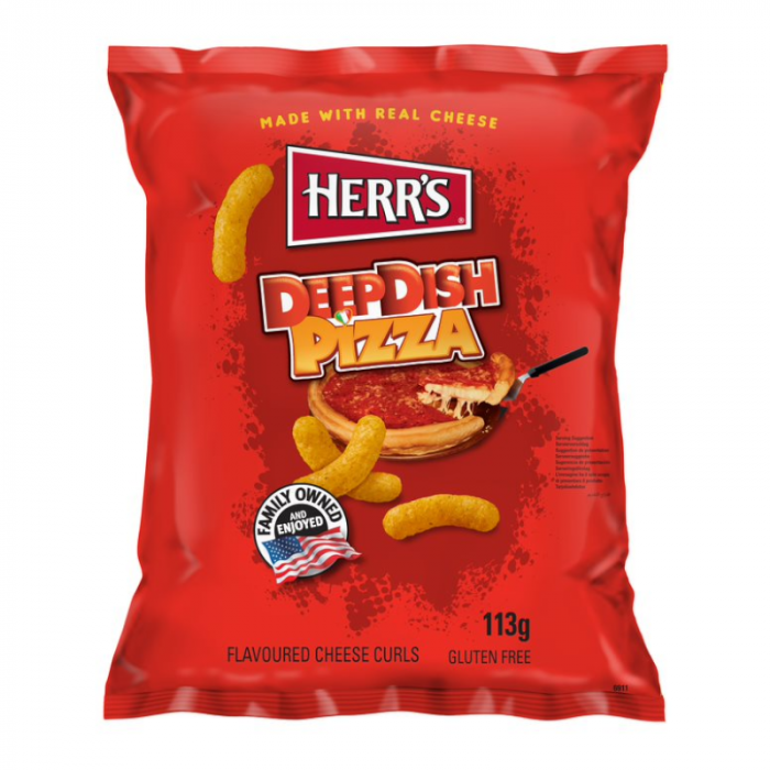 Herrs Deep Dish Pizza Cheese Curls 113g Crisps - 12 Count