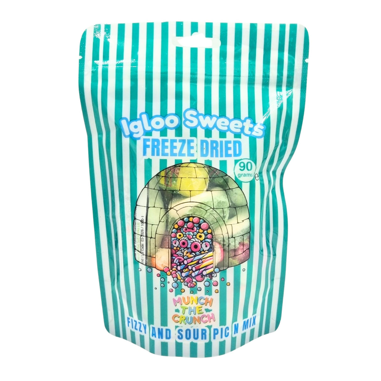 Igloo Sweets Green Freeze Dried Fizzy & Sour Candy Pick N Mix 90g - 10 Count