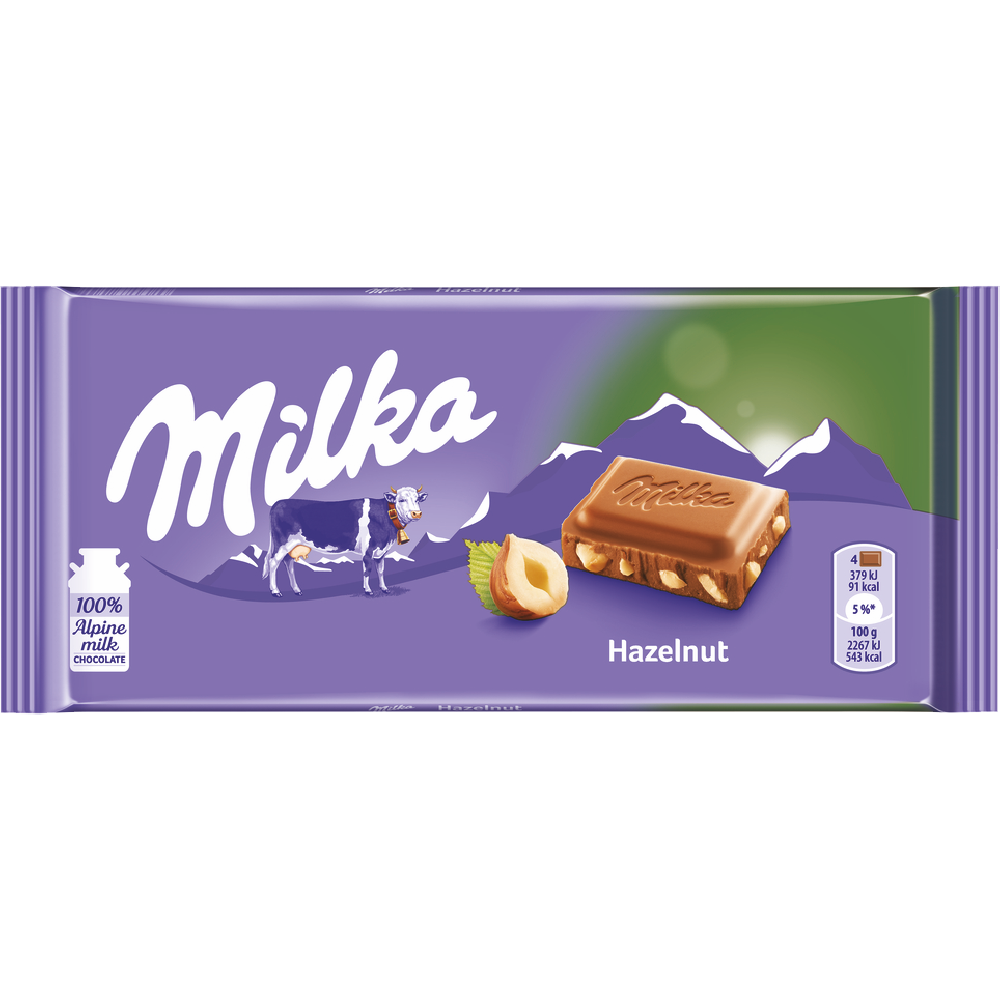 Milka Hazelnut Chocolate 100g - 22 Count