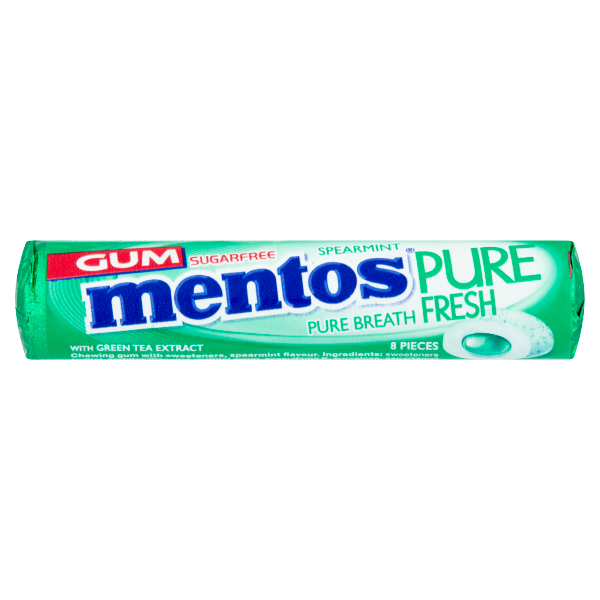 Mentos Sugar Free Pure Fresh Spearmint Gum 15g - 24 Count