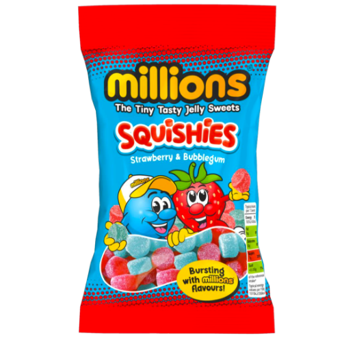 Millions Strawberry & Bubblegum Squishies 130g - 12 Count