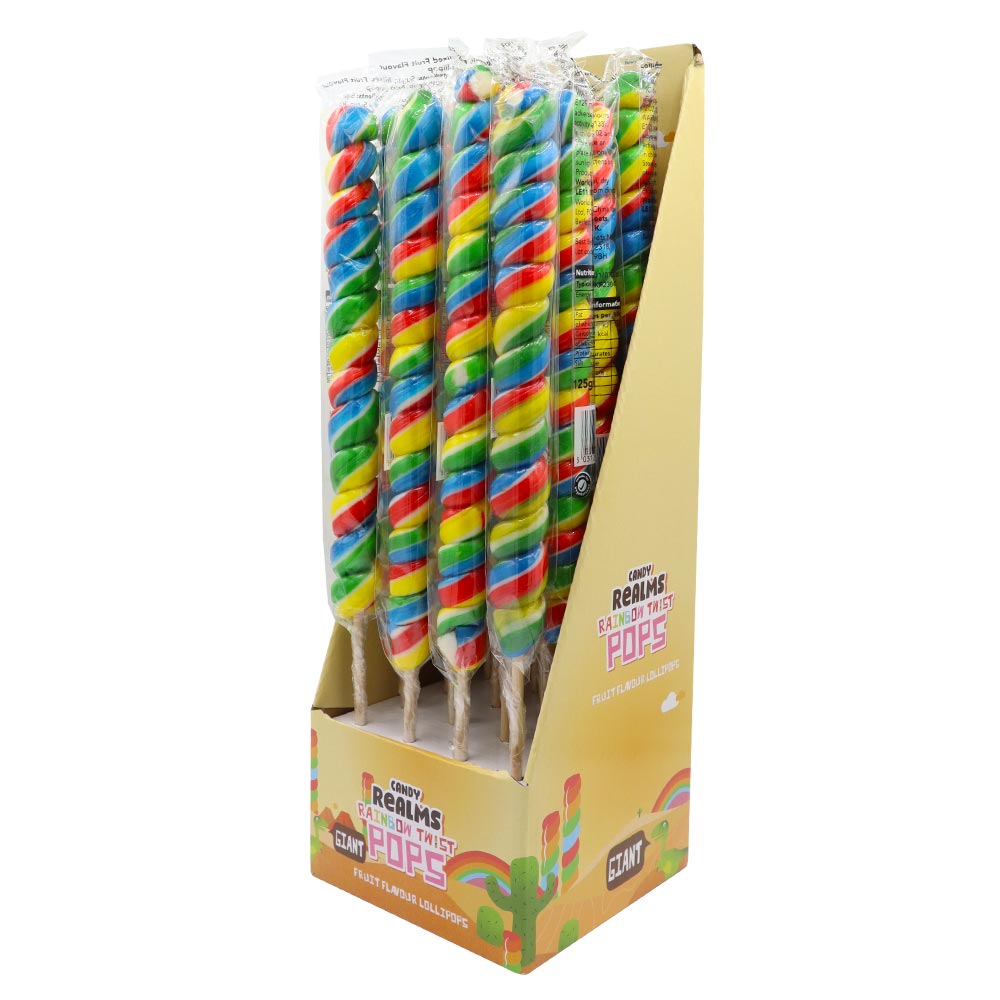 Candy Realms Large Twist Lollies 125g - 16 Count