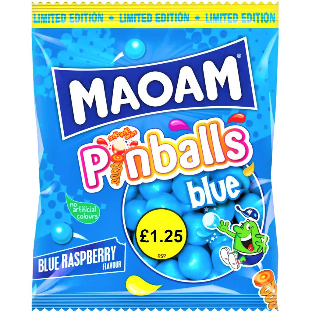 Haribo Maoam Pinballs Blue Raspberry PM £1.25 Share Bags - 14 x 140g