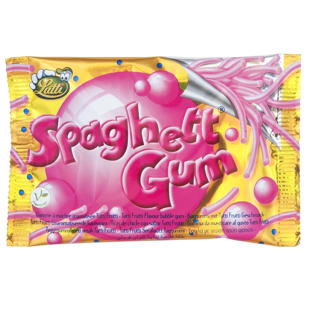Lutti Spaghetti Gum Tutti Frutti Pink - 24 Count